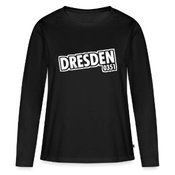 Dresde - 0351 - Indicatif régional - Saxe - T-shirt manches longues Premium bio Femme - noir - Devant - Julia (174cm)