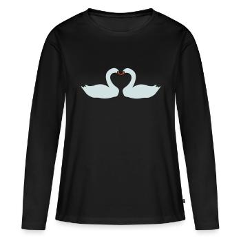 Swans Heart - Women's Premium Organic Long Sleeve Shirt - black - Front - Julia (174cm)