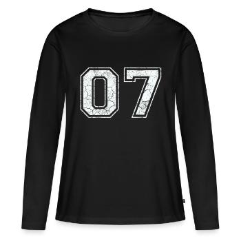 07 dans blanc in Used Look - T-shirt manches longues Premium bio Femme - noir - Devant - Julia (174cm)