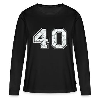 40 dans blanc in Used Look - T-shirt manches longues Premium bio Femme - noir - Devant - Julia (174cm)