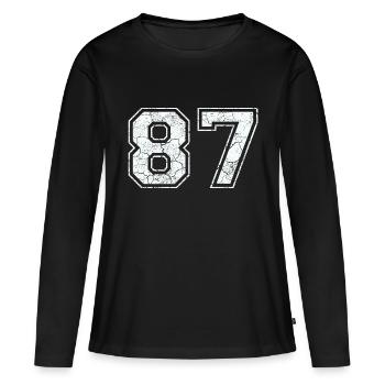 87 dans blanc in Used Look - T-shirt manches longues Premium bio Femme - noir - Devant - Julia (174cm)