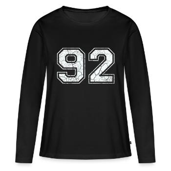92 dans blanc in Used Look - T-shirt manches longues Premium bio Femme - noir - Devant - Julia (174cm)