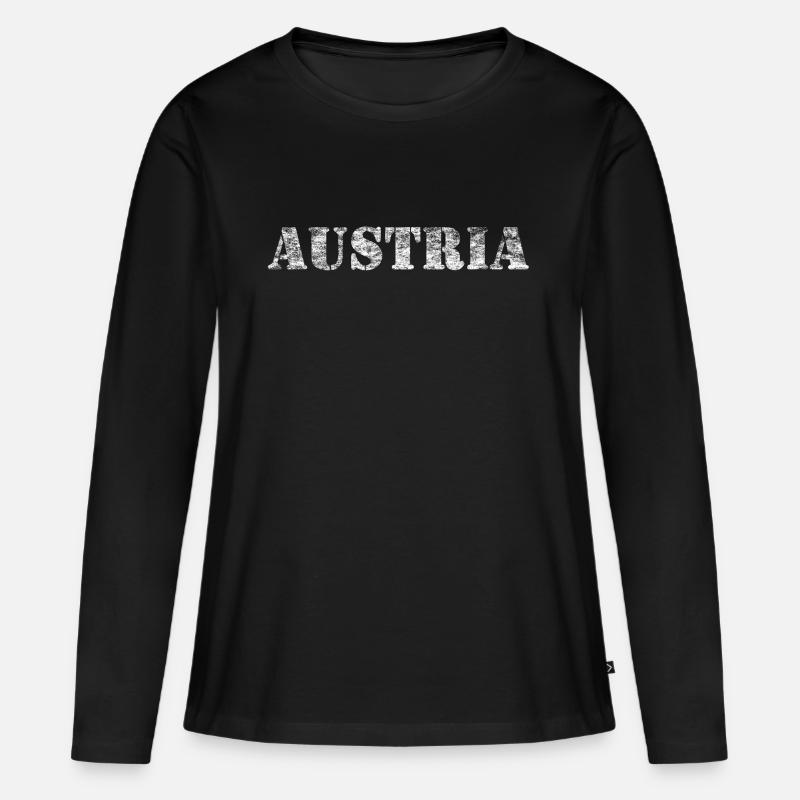 AUSTRIA - Frauen Premium Bio Langarmshirt - Schwarz