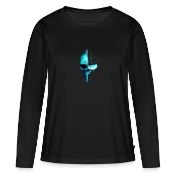 Skull Cyber - T-shirt manches longues Premium bio Femme - noir - Devant - Julia (174cm)