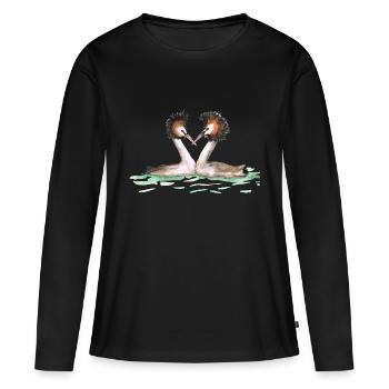 Deux grèbes - T-shirt manches longues Premium bio Femme - noir - Devant - Julia (174cm)