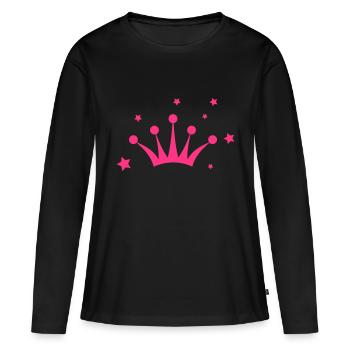 Crown with Stars (Krone mit Sternen) - T-shirt manches longues Premium bio Femme - noir - Devant - Julia (174cm)