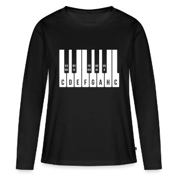 Gamme de gammes de clavier en C majeur (piano / musique / 1C) - T-shirt manches longues Premium bio Femme - noir - Devant - Julia (174cm)