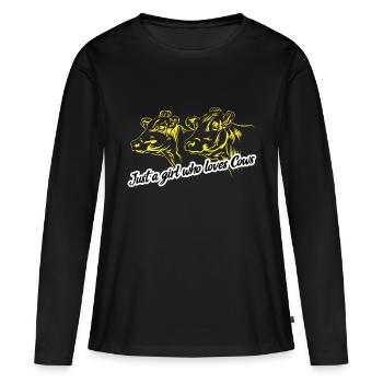 Just a girl who loves cows - Women's Premium Organic Long Sleeve Shirt - black - Front - Julia (174cm)