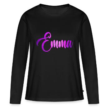 Emma - T-shirt manches longues Premium bio Femme - noir - Devant - Julia (174cm)