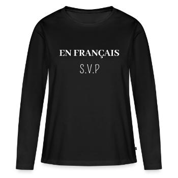 en Français s'il vous plait - T-shirt manches longues Premium bio Femme - noir - Devant - Julia (174cm)