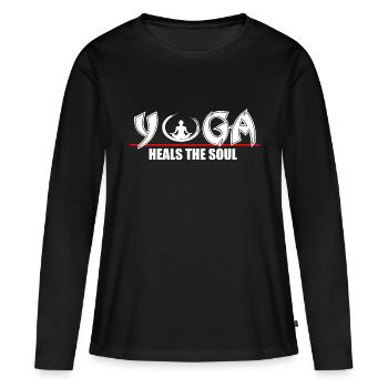 Yoga heilt die Seele - Frauen Premium Bio Langarmshirt - Schwarz - Vorne - Julia (174cm)