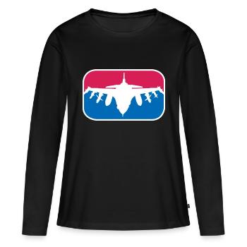 Kampfjet Luftwaffe Soldat Bundeswehr Geschenk - Frauen Premium Bio Langarmshirt - Schwarz - Vorne - Julia (174cm)