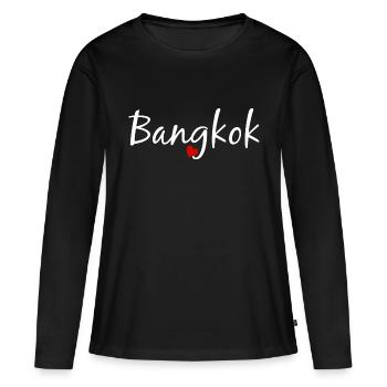 Bangkok - Frauen Premium Bio Langarmshirt - Schwarz - Vorne - Julia (174cm)