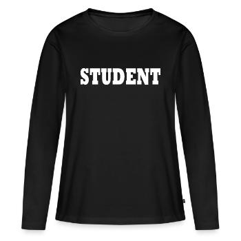 Student - Frauen Premium Bio Langarmshirt - Schwarz - Vorne - Julia (174cm)