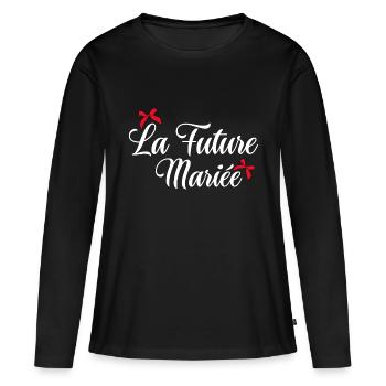 La future mariée noeud - T-shirt manches longues Premium bio Femme - noir - Devant - Julia (174cm)
