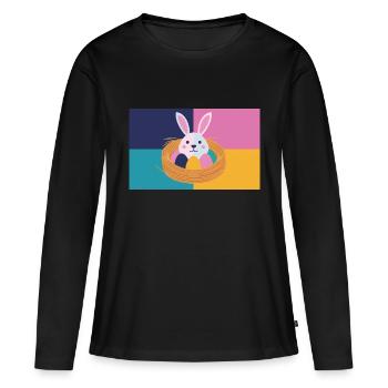 Lapin de Pâques n°05 - T-shirt manches longues Premium bio Femme - noir - Devant - Julia (174cm)