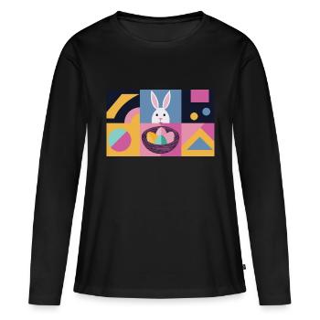 Lapin de Pâques n° 04 - T-shirt manches longues Premium bio Femme - noir - Devant - Julia (174cm)