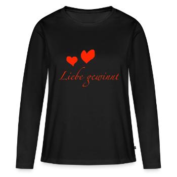 L’amour gagne - T-shirt manches longues Premium bio Femme - noir - Devant - Julia (174cm)