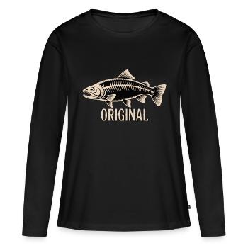 POISSON ORIGINAL - T-shirt manches longues Premium bio Femme - noir - Devant - Julia (174cm)