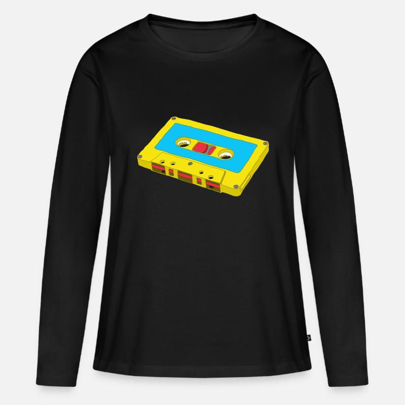 Kompaktkassette - Frauen Premium Bio Langarmshirt - Schwarz