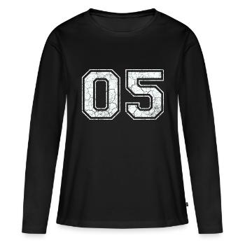 05 dans blanc in Used Look - T-shirt manches longues Premium bio Femme - noir - Devant - Julia (174cm)
