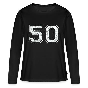 50 dans blanc in Used Look - T-shirt manches longues Premium bio Femme - noir - Devant - Julia (174cm)