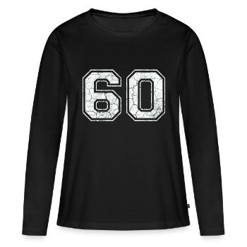 60 dans blanc in Used Look - T-shirt manches longues Premium bio Femme - noir - Devant - Julia (174cm)