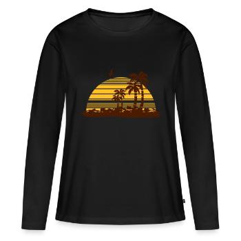 sunset island - T-shirt manches longues Premium bio Femme - noir - Devant - Julia (174cm)