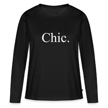 CHIC - style de mode moderne, styliste geek, mode chic. - T-shirt manches longues Premium bio Femme - noir - Devant - Julia (174cm)