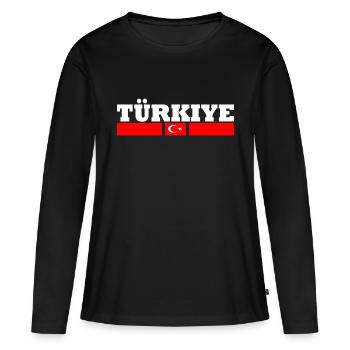Drapeau turc - T-shirt manches longues Premium bio Femme - noir - Devant - Julia (174cm)