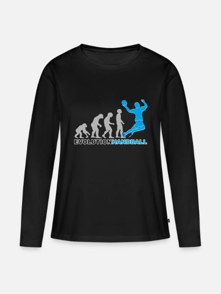 Handball, Handballer, Evolution - Frauen Premium Bio Langarmshirt - Schwarz