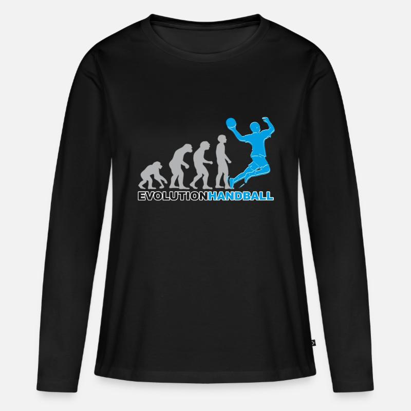 Handball, Handballer, Evolution - Frauen Premium Bio Langarmshirt - Schwarz