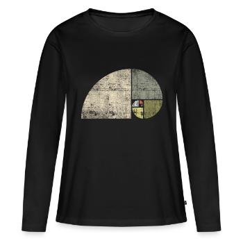 Distressed Fibonacci Spirale - Frauen Premium Bio Langarmshirt - Schwarz - Vorne - Julia (174cm)