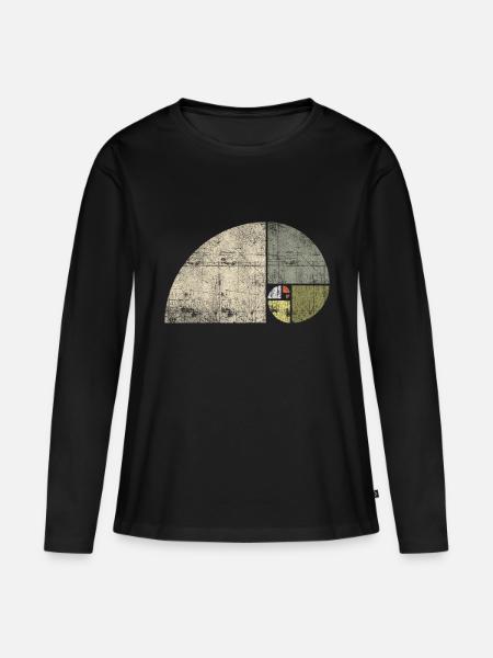 Distressed Fibonacci Spirale - Frauen Premium Bio Langarmshirt - Schwarz