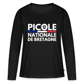 Picole Nationale de Bretagne Drapeau - T-shirt manches longues Premium bio Femme - noir - Devant - Julia (174cm)