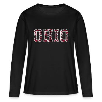 Camoflague de l’Ohio - T-shirt manches longues Premium bio Femme - noir - Devant - Julia (174cm)