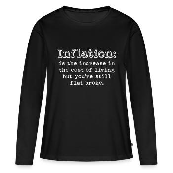 Inflation=Augmentation du coût de la vie Faillite - T-shirt manches longues Premium bio Femme - noir - Devant - Julia (174cm)