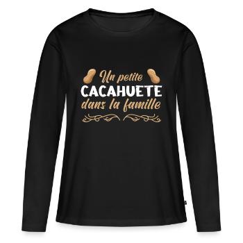 Bébé petite cacahuète je t'aime - T-shirt manches longues Premium bio Femme - noir - Devant - Julia (174cm)