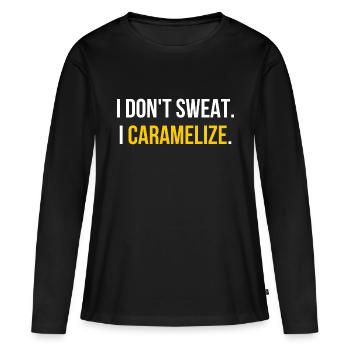 Transpiration chaude été Dicton anglais - T-shirt manches longues Premium bio Femme - noir - Devant - Julia (174cm)