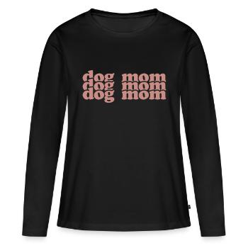 Maman chien - T-shirt manches longues Premium bio Femme - noir - Devant - Julia (174cm)