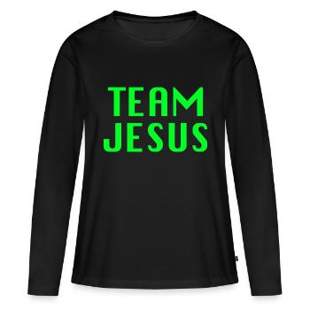 Citation cool de l’équipe de Jésus - T-shirt manches longues Premium bio Femme - noir - Devant - Julia (174cm)
