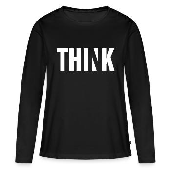 Think - Women's Premium Organic Long Sleeve Shirt - black - Front - Julia (174cm)
