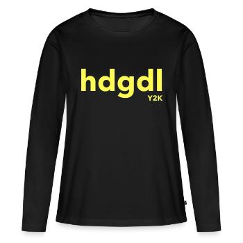 dhgdl hab dich ganz doll lieb Y2K gelb - Frauen Premium Bio Langarmshirt - Schwarz - Vorne - Julia (174cm)