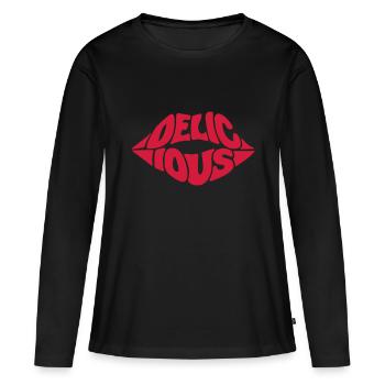 delicious kiss - T-shirt manches longues Premium bio Femme - noir - Devant - Julia (174cm)