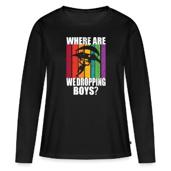 Où allons-nous laisser tomber les gars? PUBG Battle Royal - T-shirt manches longues Premium bio Femme - noir - Devant - Julia (174cm)