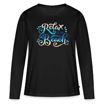 Relax - Frauen Premium Bio Langarmshirt - Schwarz - Vorne - Julia (174cm)