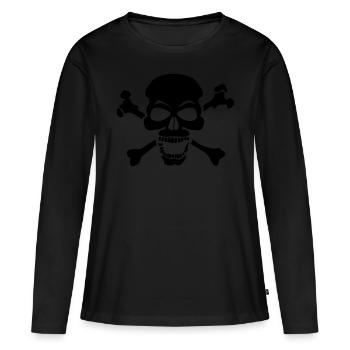 tete de mort pirate 3 - T-shirt manches longues Premium bio Femme - noir - Devant - Julia (174cm)