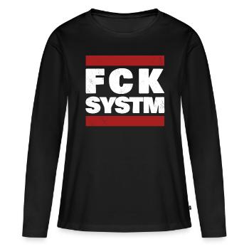 Fck System - T-shirt manches longues Premium bio Femme - noir - Devant - Julia (174cm)