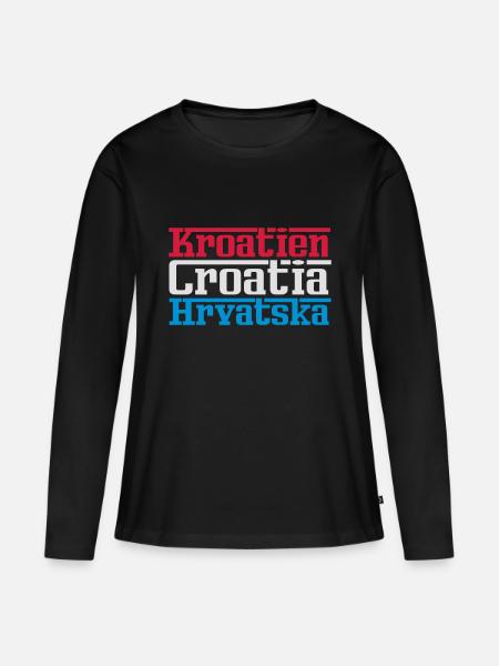 Kroatien - Frauen Premium Bio Langarmshirt - Schwarz