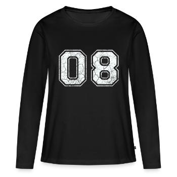 08 dans blanc in Used Look - T-shirt manches longues Premium bio Femme - noir - Devant - Julia (174cm)